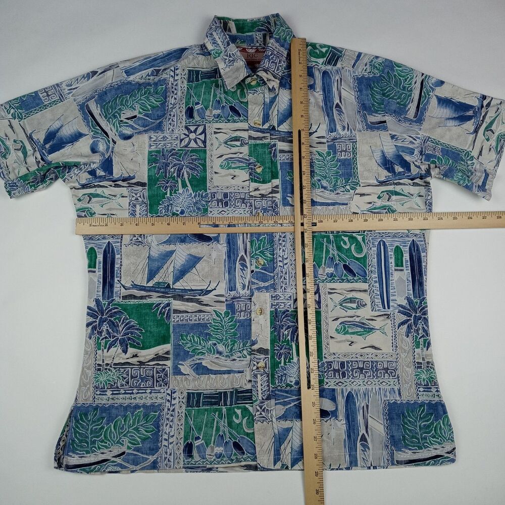 RJC Hawaiian Shirt Reverse Print Made in Hawaii Men's Large Aloha Fish Vintage - Picture 8 of 12